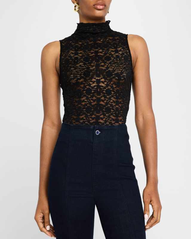 Alora Sleeveless Lace Turtleneck Top